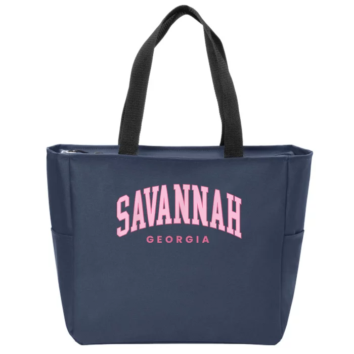 Retro Savannah Georgia Vintage Preppy Throwback Zip Tote Bag