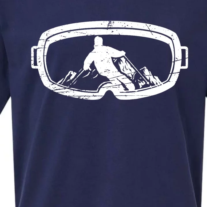 Retro Ski Goggles For An Alpine Skier Sueded Cloud Jersey T-Shirt