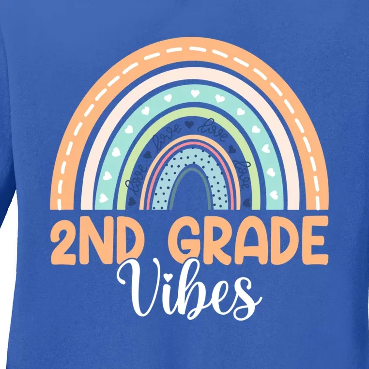 Rainbow Second Grade Vibes 2Nd Grade Teacher Back To School Cute Gift Ladies Long Sleeve Shirt