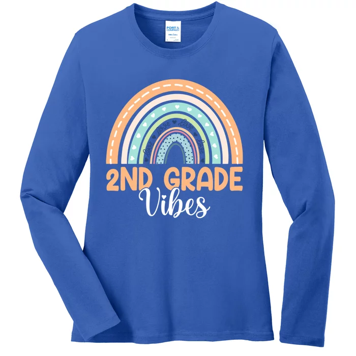 Rainbow Second Grade Vibes 2Nd Grade Teacher Back To School Cute Gift Ladies Long Sleeve Shirt