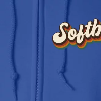 Retro Softball Graphic Softball Gift Full Zip Hoodie