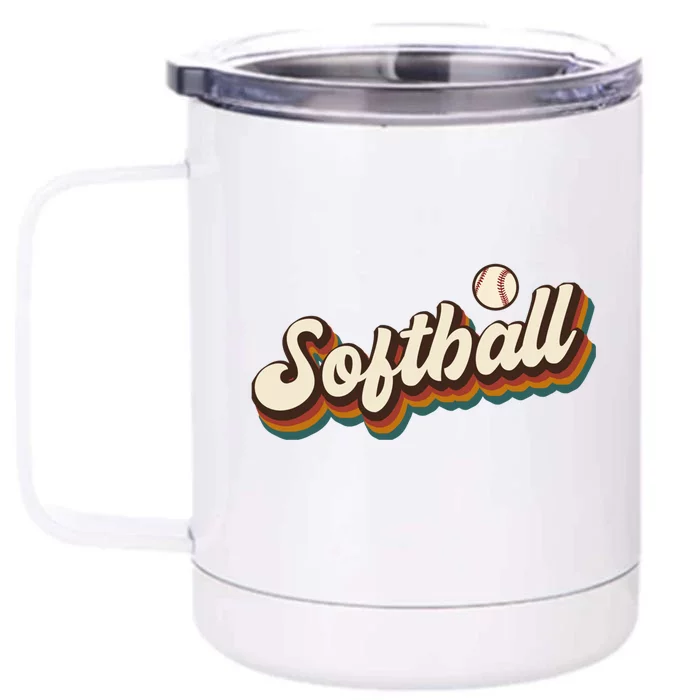 Retro Softball Graphic Softball Gift Front & Back 12oz Stainless Steel Tumbler Cup