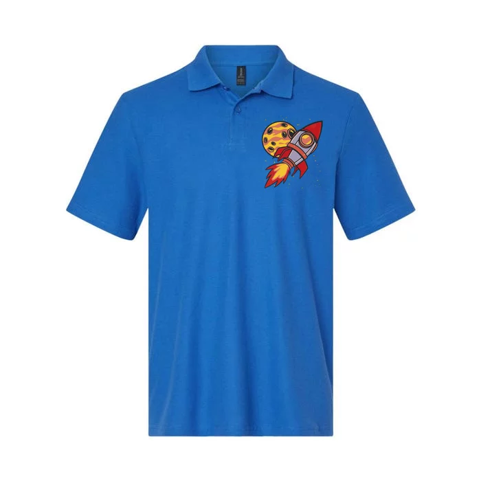 Rocket Spaceship Galaxy Retro Softstyle Adult Sport Polo