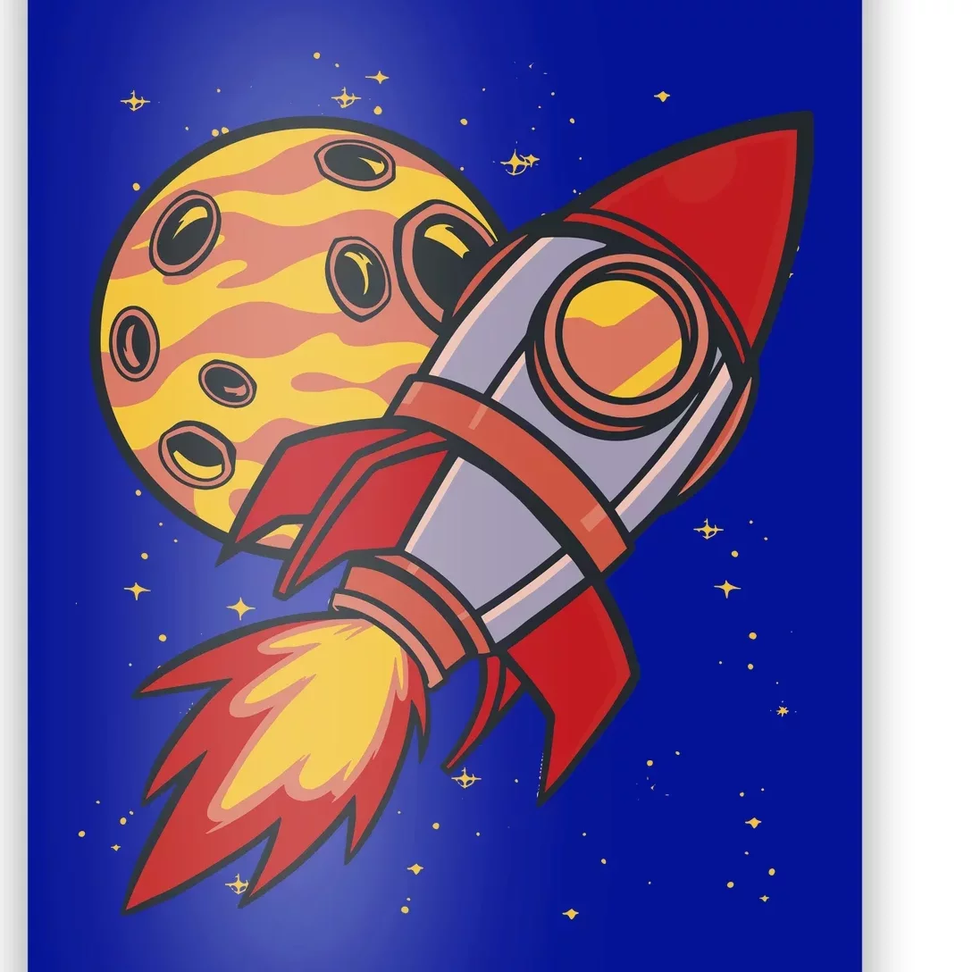 Rocket Spaceship Galaxy Retro Poster