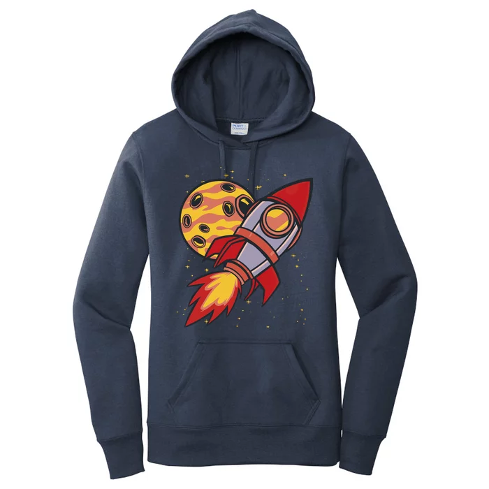 Rocket Spaceship Galaxy Retro Women's Pullover Hoodie