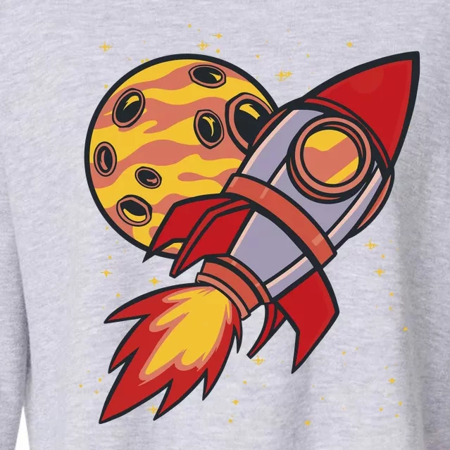 Rocket Spaceship Galaxy Retro Cropped Pullover Crew