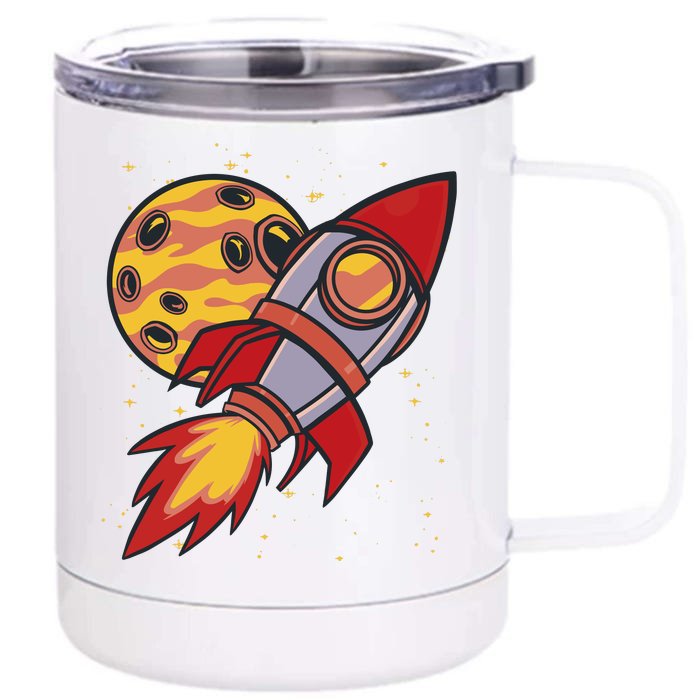 Rocket Spaceship Galaxy Retro Front & Back 12oz Stainless Steel Tumbler Cup