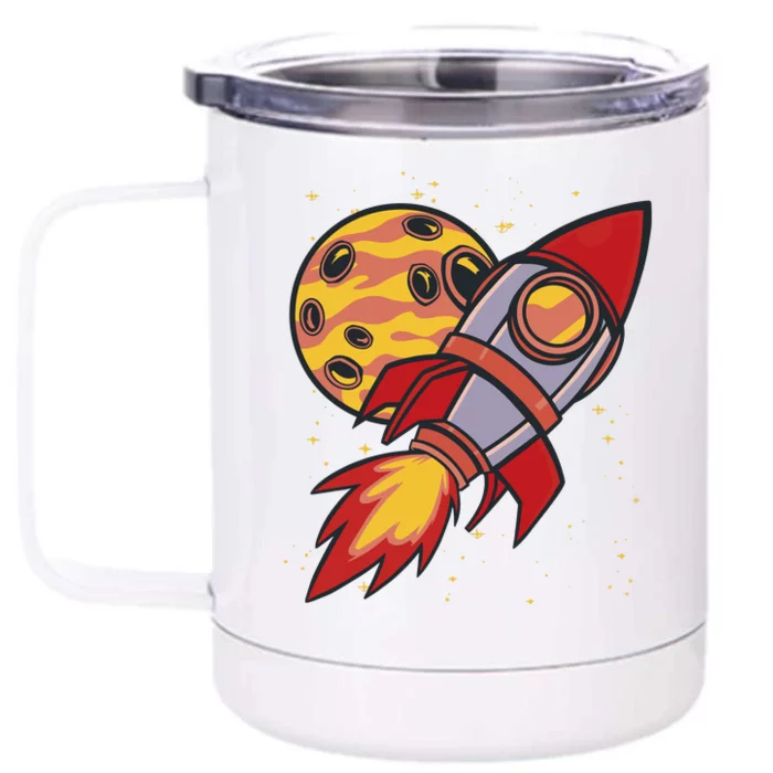 Rocket Spaceship Galaxy Retro Front & Back 12oz Stainless Steel Tumbler Cup