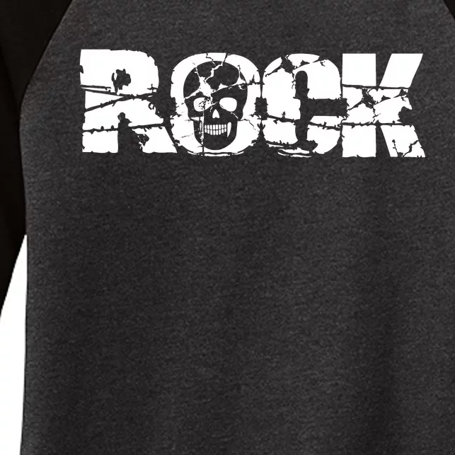 Rock Skull Grunge Women's Tri-Blend 3/4-Sleeve Raglan Shirt