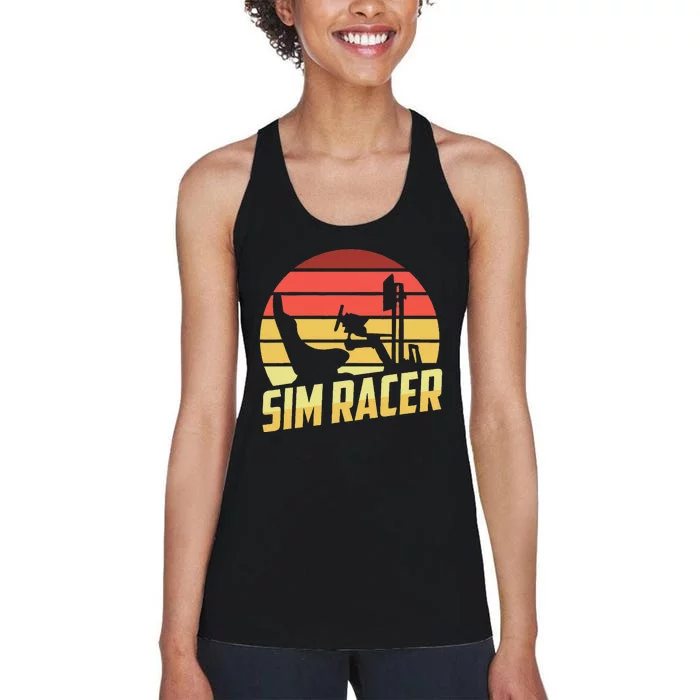 Retro Simulation Gaming Racer Race Car Vintage Sim Racing Women's Racerback Tank