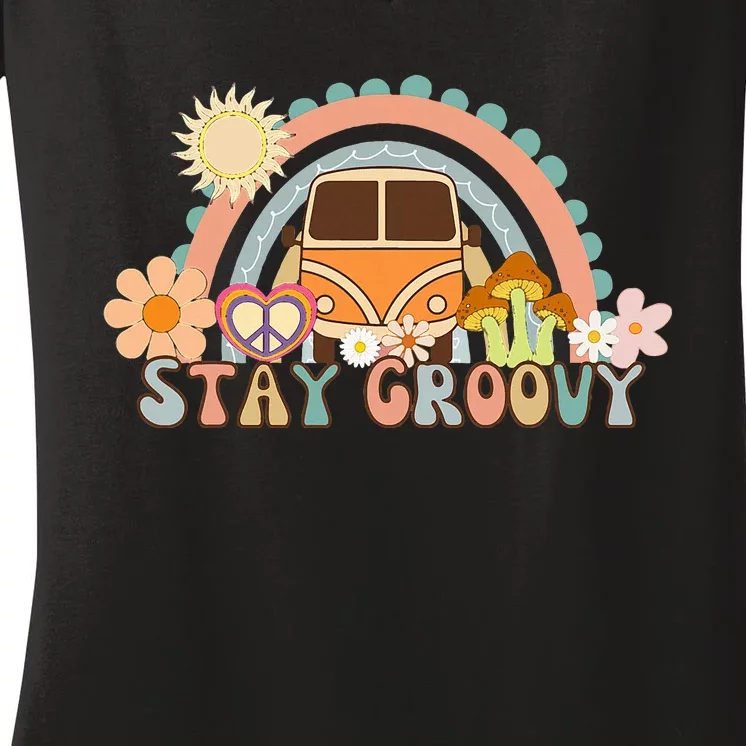 Retro Stay Groovy Women's V-Neck T-Shirt