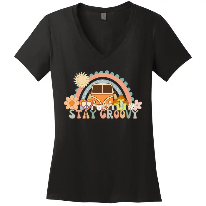 Retro Stay Groovy Women's V-Neck T-Shirt