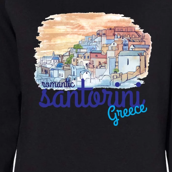 Romantic Santorini Greece Womens California Wash Sweatshirt