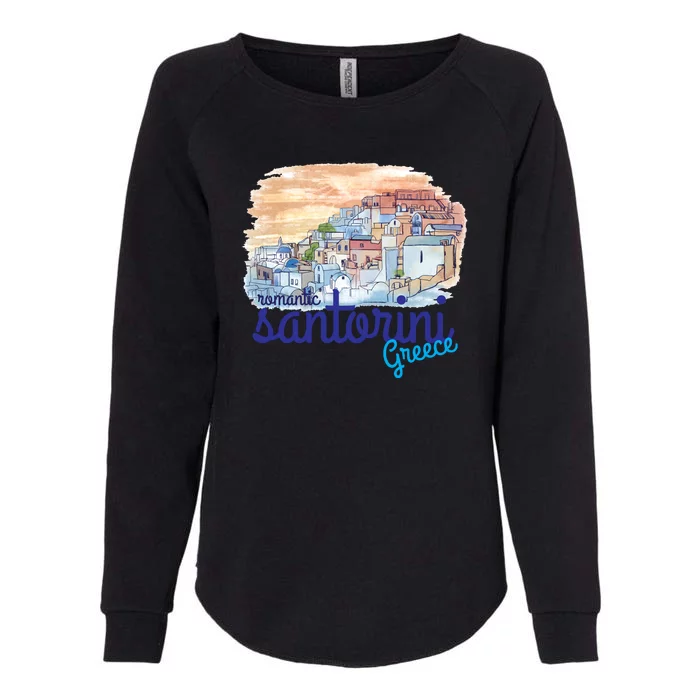 Romantic Santorini Greece Womens California Wash Sweatshirt