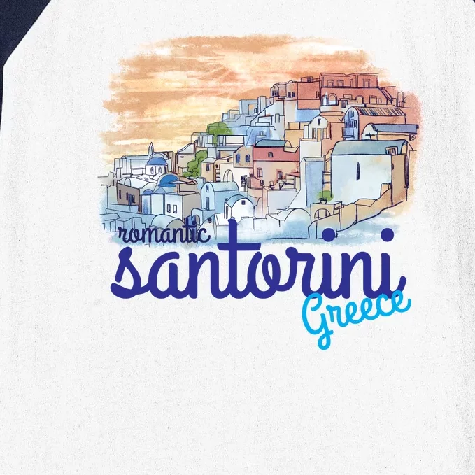 Romantic Santorini Greece Baseball Sleeve Shirt