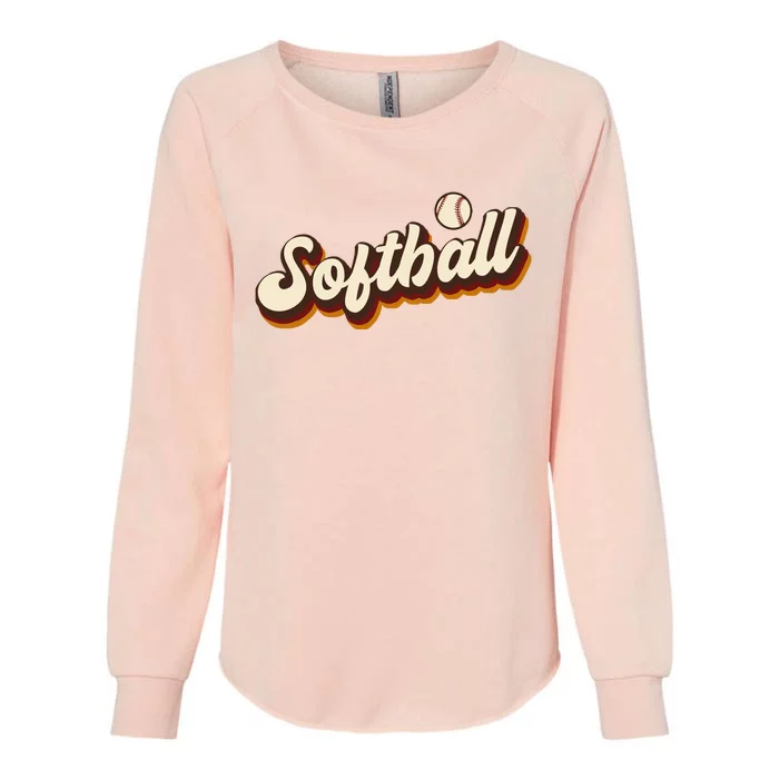 Retro Softball Graphic Softball Womens California Wash Sweatshirt