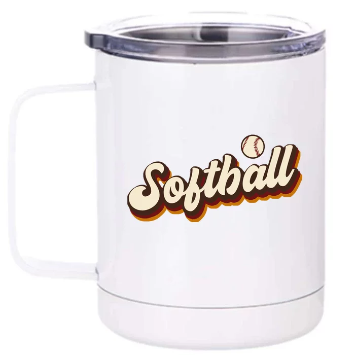 Retro Softball Graphic Softball Front & Back 12oz Stainless Steel Tumbler Cup