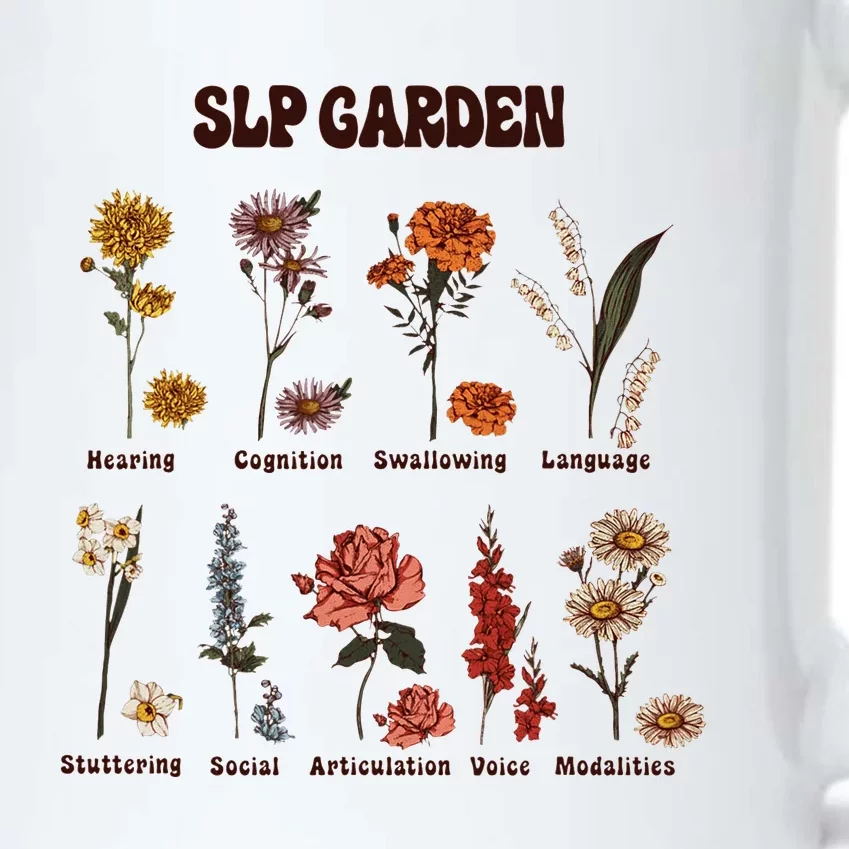 Retro Slp Garden Wildflowers Speech Language Pathologist Black Color Changing Mug