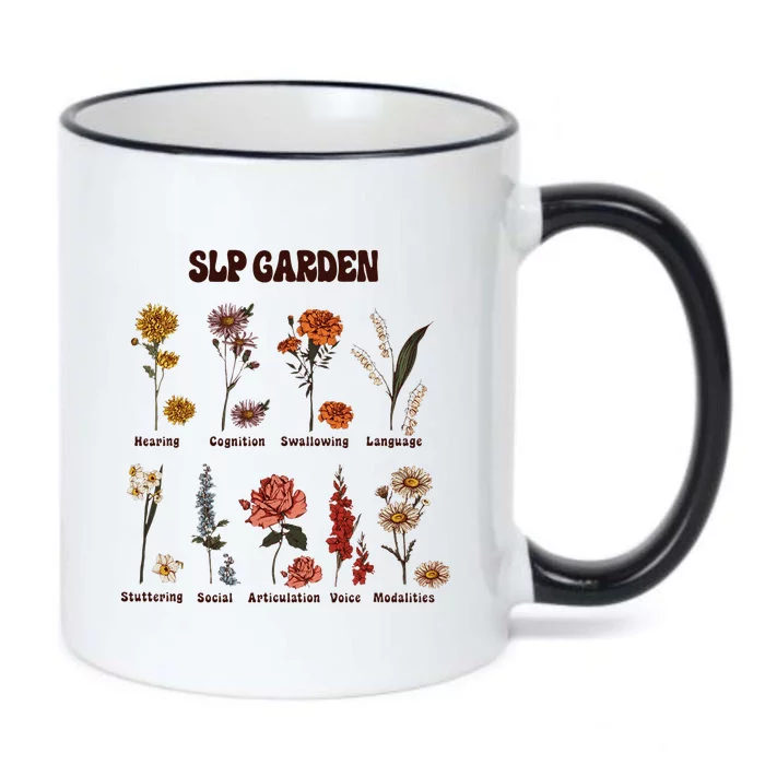 Retro Slp Garden Wildflowers Speech Language Pathologist Black Color Changing Mug