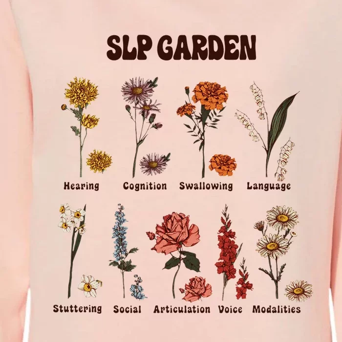 Retro Slp Garden Wildflowers Speech Language Pathologist Womens California Wash Sweatshirt