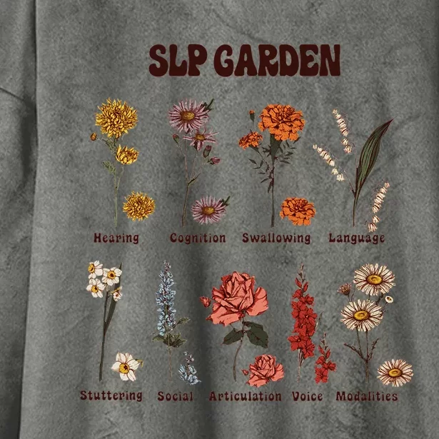 Retro Slp Garden Wildflowers Speech Language Pathologist Hooded Wearable Blanket