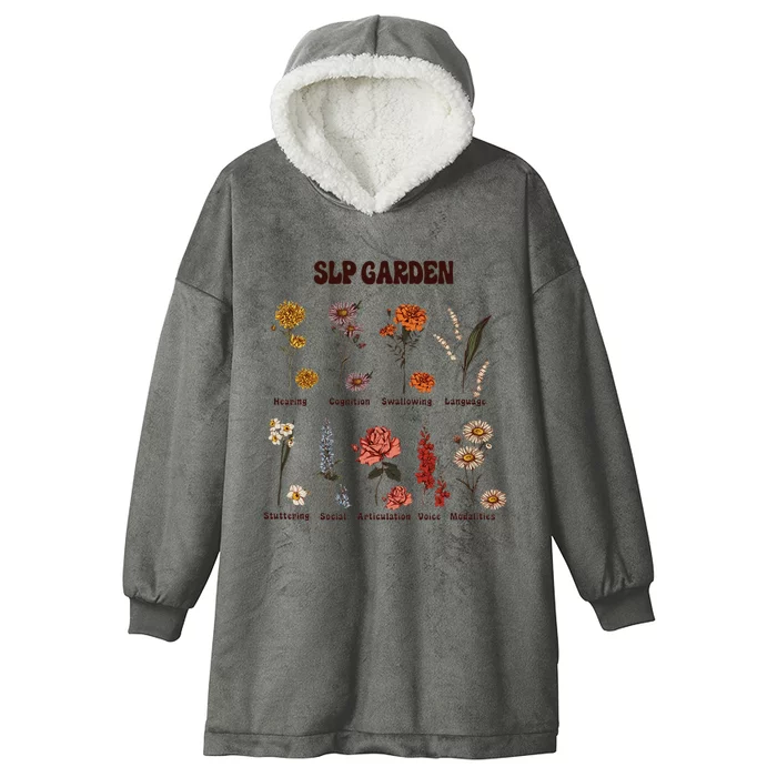 Retro Slp Garden Wildflowers Speech Language Pathologist Hooded Wearable Blanket