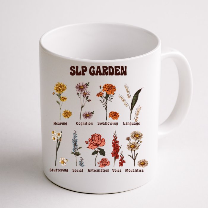 Retro Slp Garden Wildflowers Speech Language Pathologist Front & Back Coffee Mug