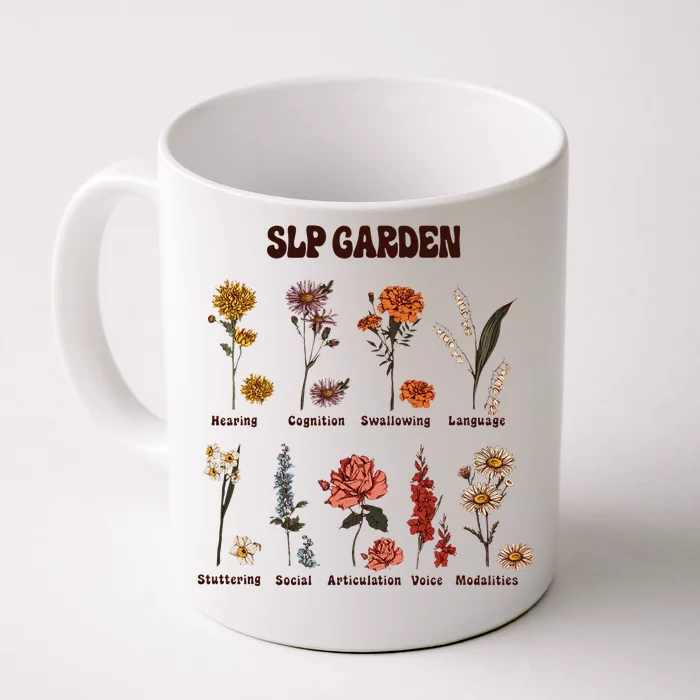 Retro Slp Garden Wildflowers Speech Language Pathologist Front & Back Coffee Mug