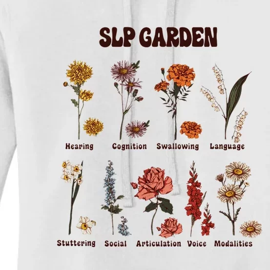 Retro Slp Garden Wildflowers Speech Language Pathologist Women's Pullover Hoodie