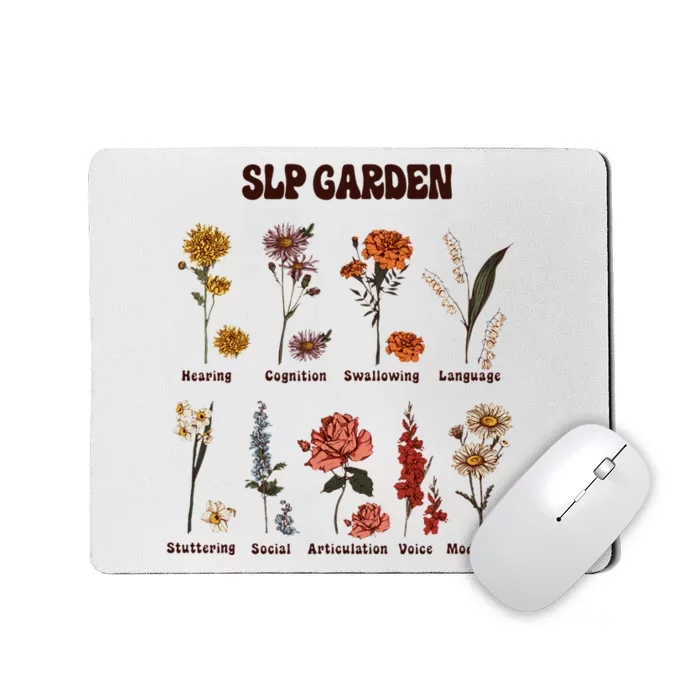 Retro Slp Garden Wildflowers Speech Language Pathologist Mousepad