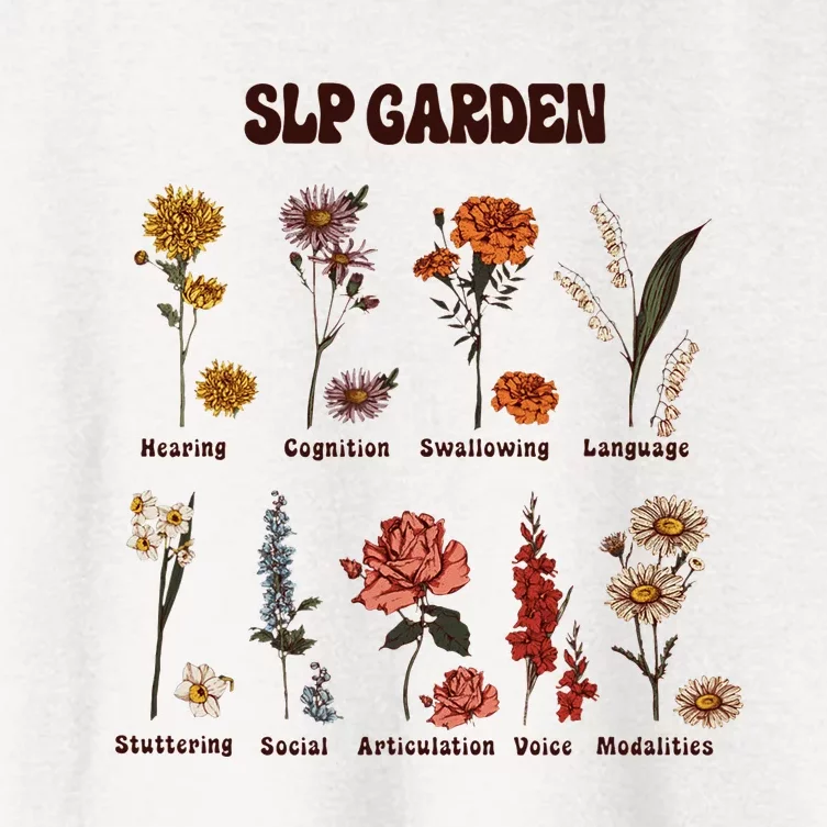 Retro Slp Garden Wildflowers Speech Language Pathologist Women's Crop Top Tee