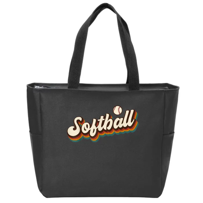 Retro Softball Graphic Softball Zip Tote Bag