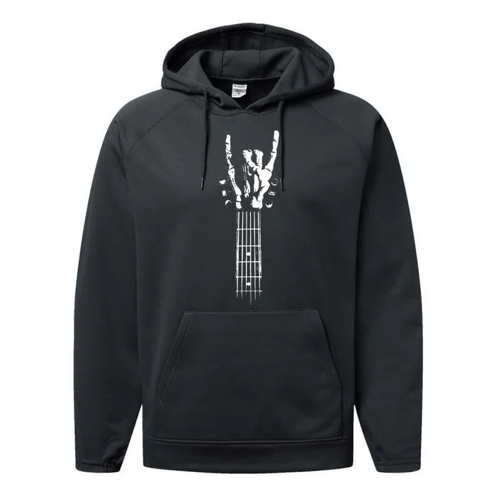 Rock Skeleton Guitar Performance Fleece Hoodie