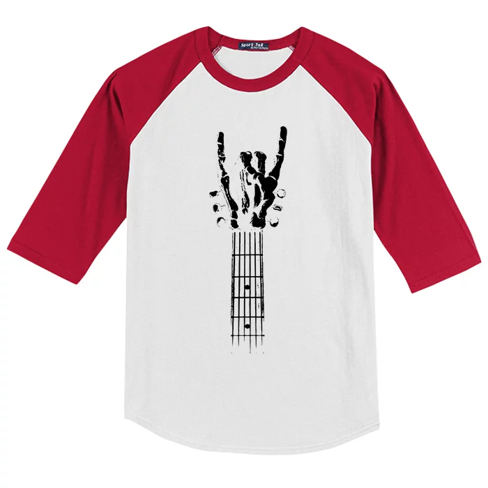 Rock Skeleton Guitar Kids Colorblock Raglan Jersey