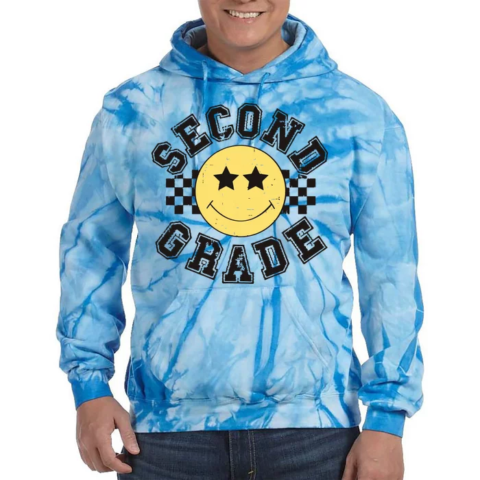 Retro Second Grade Smile Face Back To School Teacher Student Tie Dye Hoodie