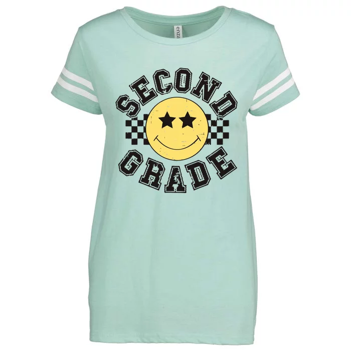 Retro Second Grade Smile Face Back To School Teacher Student Enza Ladies Jersey Football T-Shirt