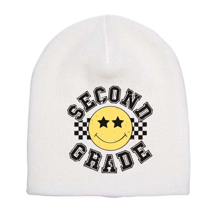 Retro Second Grade Smile Face Back To School Teacher Student Short Acrylic Beanie