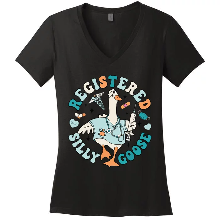 Registered Silly Goose Nursing Student Nurse Practitioner Women's V-Neck T-Shirt