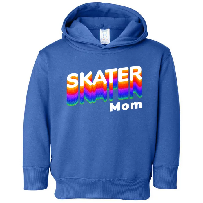 Retro Skateboarding Gamer Mom 80s Rainbow Style Skater Mom Gift Toddler Hoodie