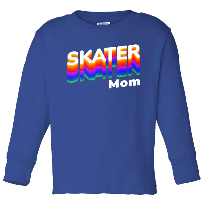 Retro Skateboarding Gamer Mom 80s Rainbow Style Skater Mom Gift Toddler Long Sleeve Shirt