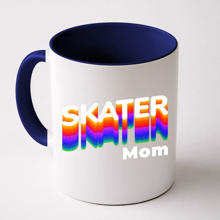 Retro Skateboarding Gamer Mom 80s Rainbow Style Skater Mom Gift Front & Back Coffee Mug