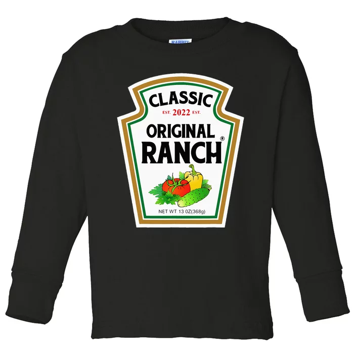 Ranch Sauce Green Salad Dressing Halloween Costume Matching Toddler Long Sleeve Shirt