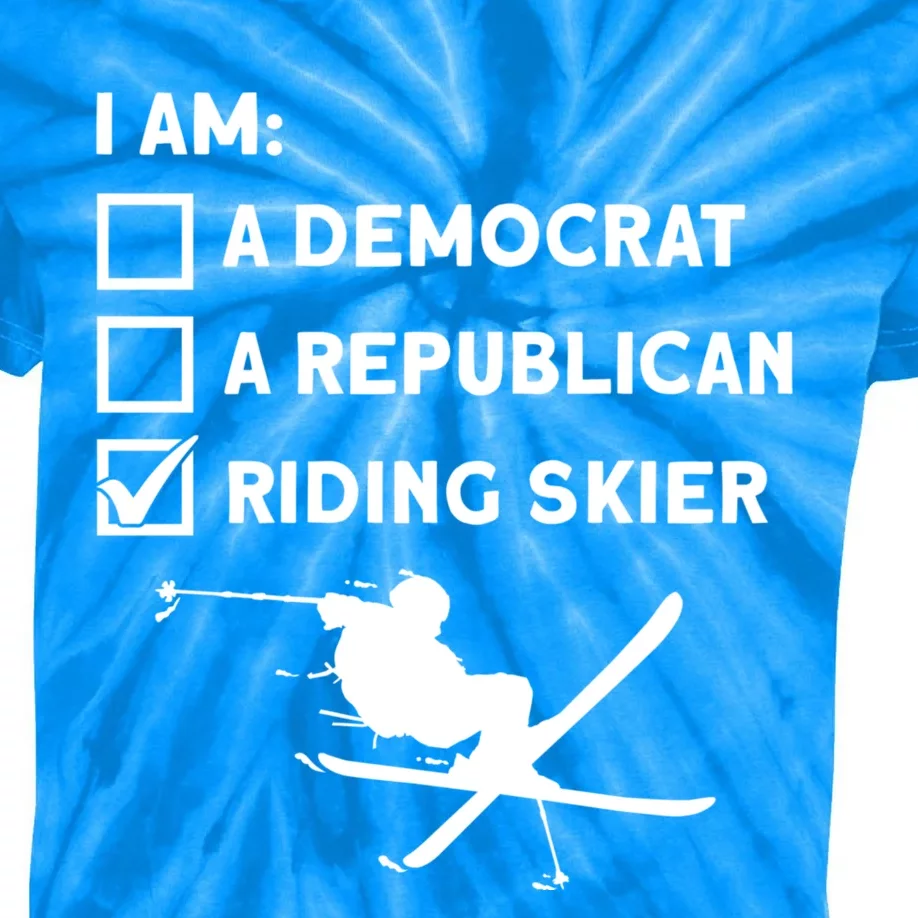 Riding Skier Gift Skiing Winter Sports Ski Mountains Skiing Gift Kids Tie-Dye T-Shirt