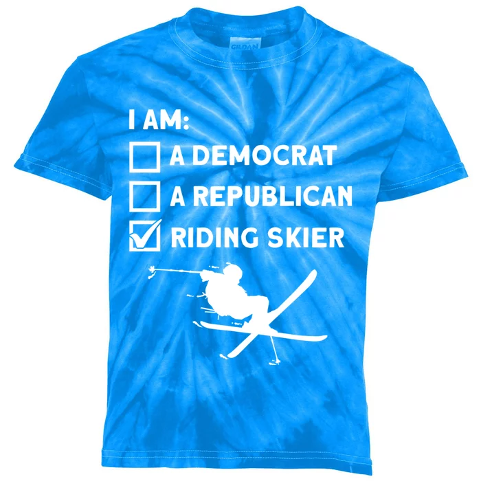 Riding Skier Gift Skiing Winter Sports Ski Mountains Skiing Gift Kids Tie-Dye T-Shirt