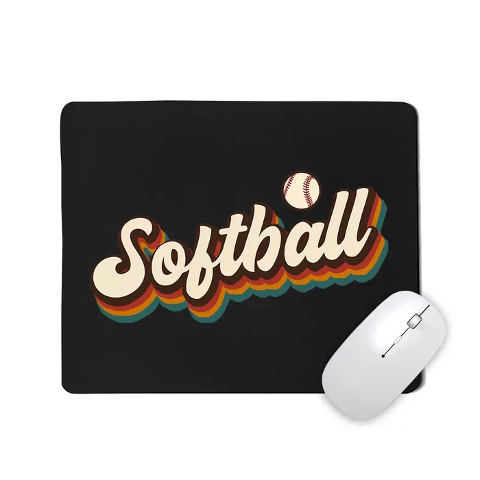 Retro Softball Graphic Softball Mousepad