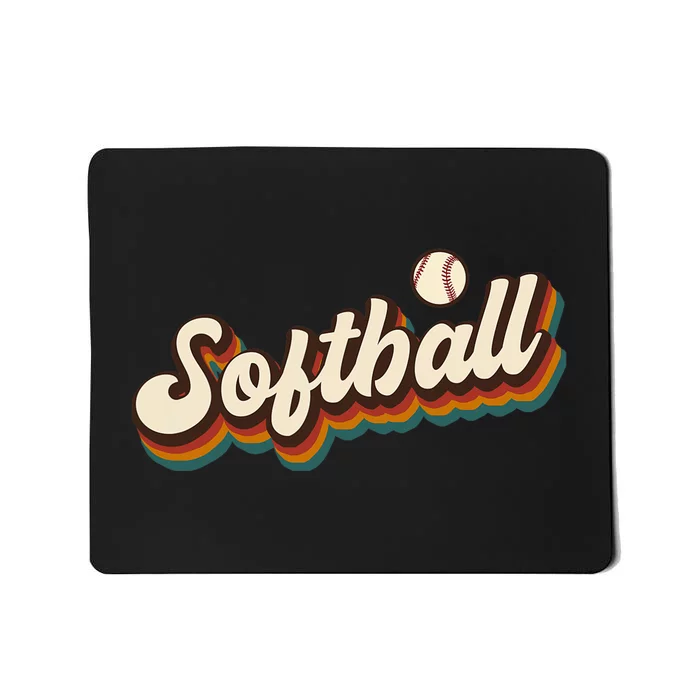 Retro Softball Graphic Softball Mousepad