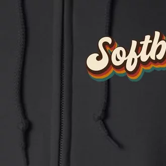 Retro Softball Graphic Softball Full Zip Hoodie