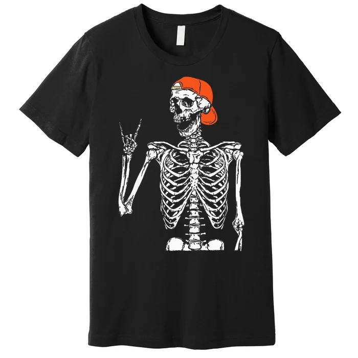 Rocker Skeleton Hand Rock On Costume Funny Halloween Gifts Premium T-Shirt