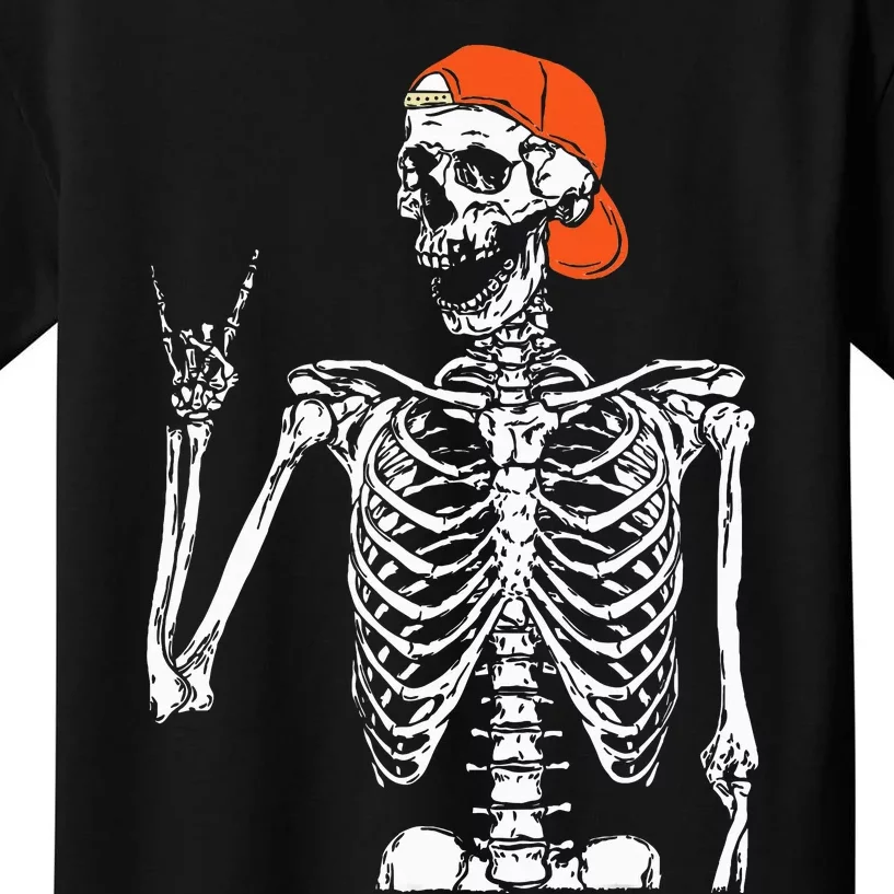 Rocker Skeleton Hand Rock On Costume Funny Halloween Gifts Kids T-Shirt