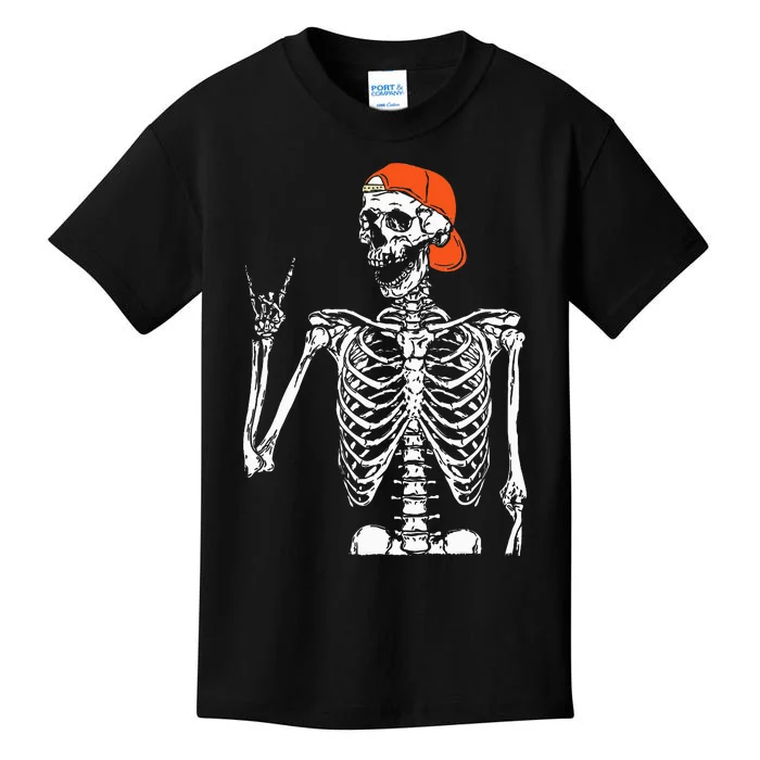 Rocker Skeleton Hand Rock On Costume Funny Halloween Gifts Kids T-Shirt